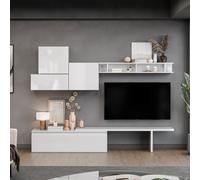 Decorotika Estoril Moduler Modern Tv Unit Wall Mount Customizable Layout High Gloss White