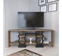 Decorotika Firal Corner Tv Stand Tv Unit For Tvs Up To 45 Inch Walnut And Black