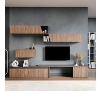 Decorotika Glasgow Moduler Modern Tv Unit Wall Mount Customizable Layout Black Alina