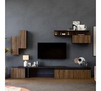 Decorotika Granada Moduler Modern Tv Unit Wall Mount Black Alina
