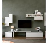 Decorotika Granada Moduler Modern Tv Unit Wall Mount High Gloss Wite