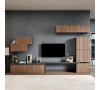 Decorotika Karma Moduler Modern Tv Unit Wall Mount Customizable Layout Black Alina
