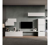 Decorotika Karma Moduler Modern Tv Unit Wall Mount Customizable Layout High Gloss White