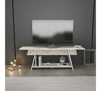 Decorotika Lanca Tv Stand Tv Unit For Tvs Up To 59 Inch White Marble Effect