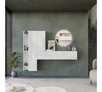 Decorotika Linz Moduler Modern Tv Unit Wall Mount Customizable Layout High Gloss White