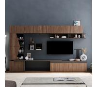 Decorotika London Moduler Modern Tv Unit Wall Mount Customizable Layout Black Alina