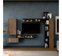 Decorotika Lucky Moduler Modern Tv Unit Wall Mount Customizable Layout Black Alina