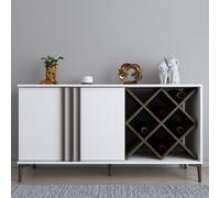 Decorotika Luna Sideboard Storage With Wine Rack And Two Doors - White And Walnut Pattern