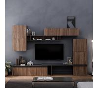 Decorotika Malaga Moduler Modern Tv Unit Wall Mount Black Alina