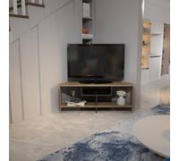Decorotika Maldives Corner TV Stand TV Cabinet TV Unit with Open Shelves in Light Brown Decorotika Light Brown