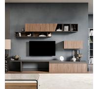 Decorotika Mery Moduler Modern Tv Unit Wall Mount Customizable Layout Black Alina