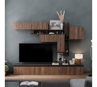 Decorotika Milano Moduler Modern Tv Unit Wall Mount Customizable Layout Black Alina