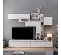 Decorotika Milano Moduler Modern Tv Unit Wall Mount Customizable Layout High Gloss White