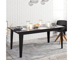 Decorotika Modern Polka Dining Table Black Marble Effect & Black