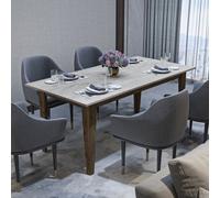 Decorotika Modern Polka Dining Table Walnut&travertine