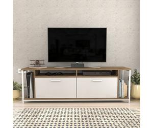 Decorotika Omar Tv Stand Tv Unit For Tvs Up To 72 Inch Walnut And White