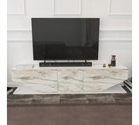 Decorotika Pearl Tv Stand Tv Unit For Tvs Up To 71 Inch White Marble Effect And White