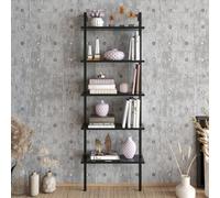 Decorotika Piante Bookcase Shelving Unit Black Marble Effect & Black