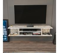 Decorotika Pivot Floating Tv Stand Tv Unit For Tvs Up To 50 Inches White Marble Effect