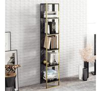 Decorotika Polka 5-Tier Bookcase Shelving Unit Black Marble Effect & Gold