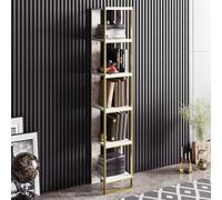Decorotika Polka 5-Tier Bookcase Shelving Unit White Marble Effect & Gold
