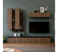 Decorotika Porto Moduler Modern Tv Unit Wall Mount Customizable Layout Black Alina