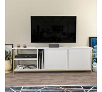 Decorotika Primrose Tv Stand Tv Unit For Tv's Up To 72 Inch Gold And White