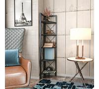 Decorotika Remo Corner Bookcase Shelving Unit Black Marble Effect & Black