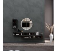 Decorotika Rimini Moduler Modern Tv Unit Wall Mount Customizable Layout Black Alina