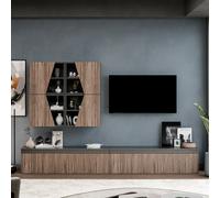 Decorotika Taj Moduler Modern Tv Unit Wall Mount Customizable Layout Black Alina
