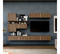 Decorotika Telby Moduler Modern Tv Unit Wall Mount Customizable Layout Black Alina