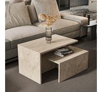 Decorotika Twins 2 Pieces Nesting Table Travertine