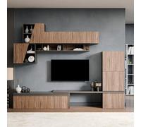 Decorotika Versailles Moduler Modern Tv Unit Wall Mount Customizable Layout Black Alina