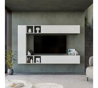 Decorotika Vienna Moduler Modern Tv Unit Wall Mount Customizable Layout High Gloss White