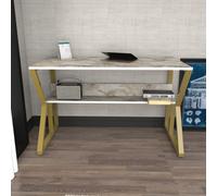 Decorotika Wake Study And Writing Desk White Marble Effect And Gold