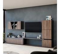 Decorotika York Moduler Modern Tv Unit Wall Mount Customizable Layout Black Alina