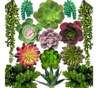 DECOROUS Artificial Succulents Plants Unpotted -14 Pack- Large Fake Succulent Plant Indoor Outdoors - Realistic Faux Cactus Suculentas Bulk for Home DIY Décor - Small Desert Plastic Cacti Succulants
