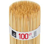 DecorRack 100 Pack Natural Bamboo Skewers 15 cm, Long Wooden Skewer Sticks for BBQ, Kebab, Grilling, Marshmallows, Smores, Fruits, Appetizers, Fondue, DIY Crafting, Barbecue Accessories (100 Pack)