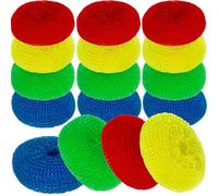 DecorRack 12 Mesh Scourers, Premium Non-Scratch Plastic Scourers, Stain Removing Cleaning Scrubber, for Kitchen Garage Bathroom (Pack of 12)