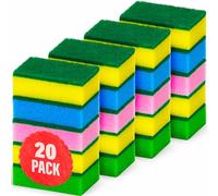 DecorRack 20 Count Non-Scratch Cleaning Scrub Sponges, Dual-Sided Heavy Duty Kitchen Sponges for Dishes, Cleaning Household, Bathroom, Car Wash - Multicolor (Pack of 20)
