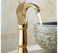 Decorry Basin Faucet High Swan Faucet Arch Design Wash Mixer Taps Brass Hot and Cold Taps Antique/Gold/Black/Chrome Single Hole Tap,Gold