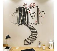 DecorSmart Alice in Wonderland Decorations Wall Decor for Bedroom with Stairs of Books, Trees and Ace of Hearts, Mad Hatters Tea Party Removable DIY Acrylic Wall Stickers Decorations