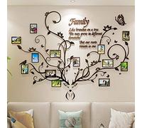 DecorSmart Antlers Family Tree Wall Decor for Living Room, 3D Removable Picture Frame Collage DIY Acrylic Stickers with Deer Head and Quote Family Like Branches on a Tree
