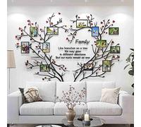 DecorSmart Love Family Tree Wall Decor Picture Frame Collage Removable 3D DIY Acrylic Wall Stickers for Living Room with Red Heart and Quote Family Like Branches on a Tree