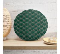 Decorsome Chinese Fan Pattern Pink & Green Pattern Round Cushion