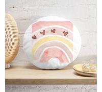 Decorsome Close Up Watercolour Rainbow Round Cushion