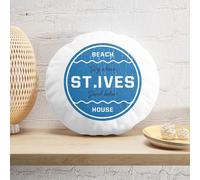 Decorsome St.Ive's Beach Badge Round Cushion