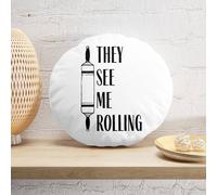 Decorsome They See Me Rolling Round Cushion