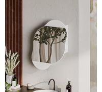 Decortie 1 Door 'Cloud' Unique Design Mirrored Bathroom Cabinet Wall-Mounted Storage Unit in White Decortie White