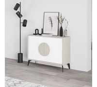 Decortie 2 Doors Sideboard 'Gora' 4 Metal Legs, Chipboard Handle Storage Unit 110cm in Beige | Size: 2 Pack Decortie Beige 2 Pack
